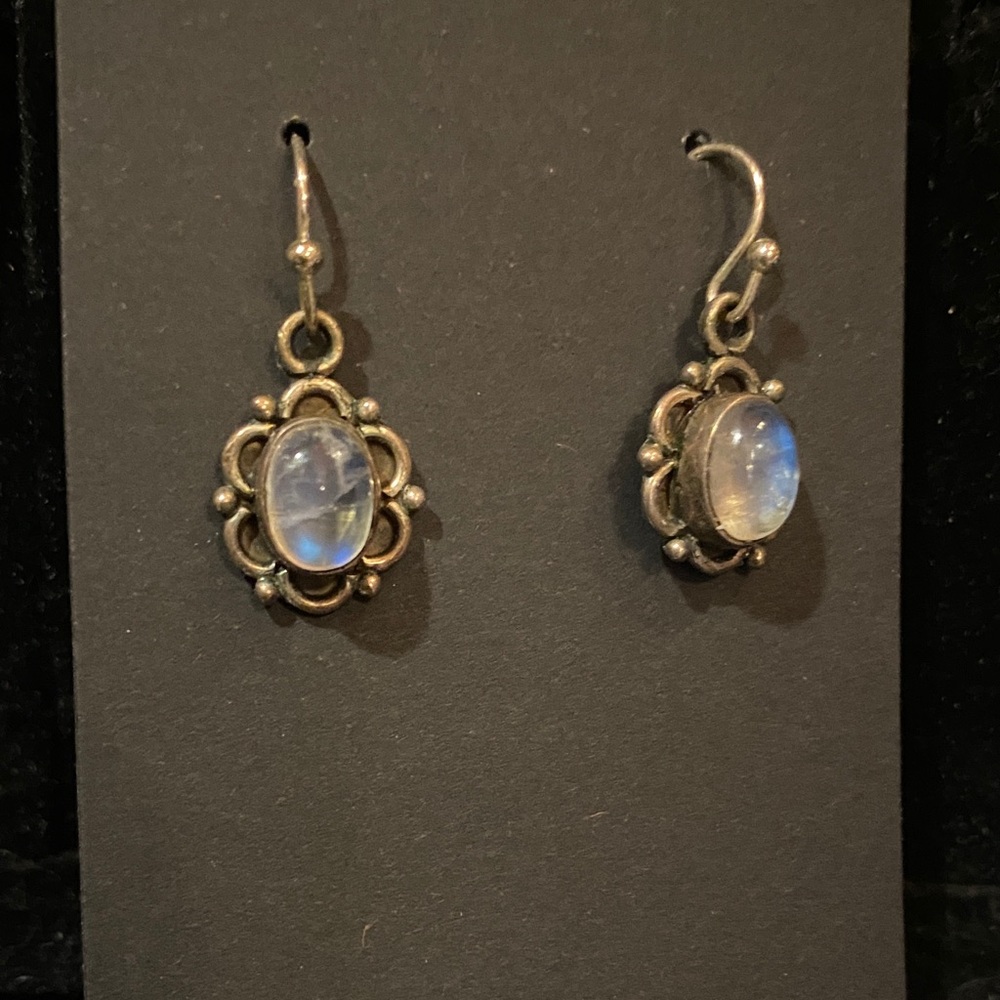 Sterling Silver Moonstone Earrings - Picture 2 of 2